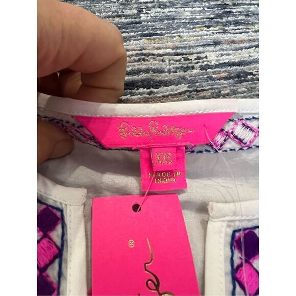 Lilly Pulitzer NWT Coretta Embroidered Tunic Blouse Boho size XXS - Picture 5 of 12